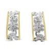 9ct Yellow and White Gold Diamond Floral Drop Earrings