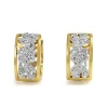 9ct Yellow and White Gold Floral Diamond Hoop Earrings