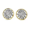 9ct Yellow and White Gold Floral Diamond Stud Earrings