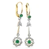 18ct Yellow and White Gold Antique Emerald and Old Cut Diamond Daisy Earrings