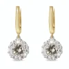 18ct Yellow and White Gold Champagne Diamond Halo Drop Earrings