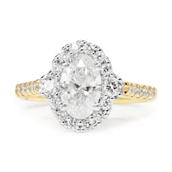 18ct Yellow and White Gold Oval Halo Diamond Ring