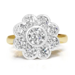 18ct Yellow and White Gold Daisy Diamond Ring
