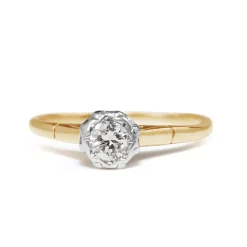 18ct Yellow and White Gold Diamond Solitaire Ring