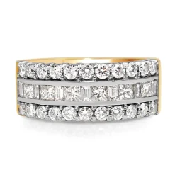 18ct Yellow and White Gold Wide Diamond Ring