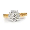 14ct Yellow and White Gold Diamond Cluster Ring