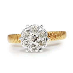 14ct Yellow and White Gold Diamond Cluster Ring