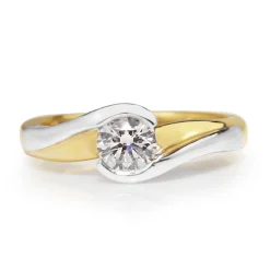 18ct Yellow and White Gold Twist Diamond Ring