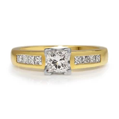 18ct Yellow and White Gold Princess Cut Diamond Ring