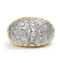 18ct Yellow and White Gold Vintage Ring with Old Cut Diamonds