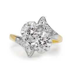 14ct Yellow and White Gold Vintage Moi et Toi Ring