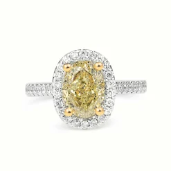 18ct Yellow and White Gold Fancy Yellow Oval Diamond Ring