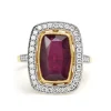 18ct Yellow and White Gold Treated Ruby and Diamond Ring