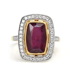 18ct Yellow and White Gold Treated Ruby and Diamond Ring