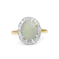 14ct Yellow and White Gold Opal and Diamond Vintage Ring