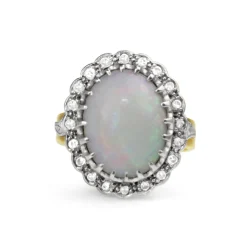 18ct Yellow and White Gold Opal and Diamond Vintage Ring