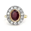 18ct Yellow and White Gold Antique Treated Ruby and Diamond Ring