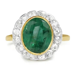 18ct Yellow and White Gold Vintage Emerald and Diamond Ring