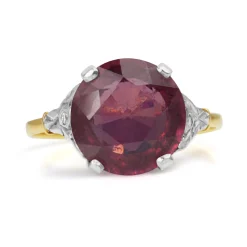 18ct Yellow and White Gold Treated Ruby and Diamond Ring
