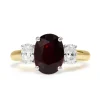 18ct Yellow and White Gold Oval Ruby and Diamond 3 Stone Ring