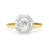 18ct Yellow and White Gold Vintage Style Rose Cut Diamond Halo Ring