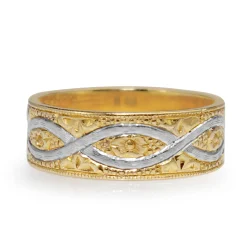 18ct Yellow and White Gold Vintage Band