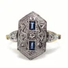 18ct Yellow and White Gold Art Deco Sapphire and Old Cut Diamond Ring