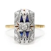 18ct Yellow and White Gold Art Deco Sapphire and Diamond Ring