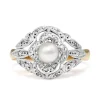 18ct Yellow and White Gold Art Deco Diamond and Pearl Ring