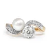 18ct Yellow and White Gold Antique Pearl and Old Cut Diamond 'Moi et Toi' Ring