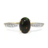 9ct Yellow and White Gold Black Opal and Diamond Ring