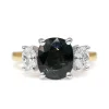 18ct Yellow and White Gold Sapphire and Diamond 3 Stone Oval Ring