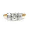 18ct Yellow and White Gold 3 Stone Emerald Cut Diamond Ring