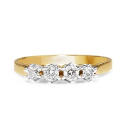 18ct Yellow and White Gold 4 Stone Diamond Ring
