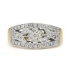9ct Yellow and White Gold Floral Style Diamond Band Ring