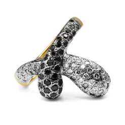 18ct Yellow and White Gold Diamond Snake Ring