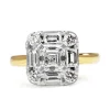 18ct Yellow and White Gold Asscher and Baguette Diamond Ring