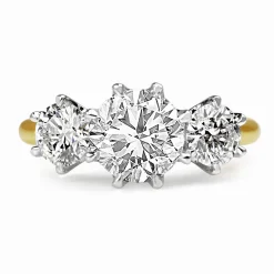 18ct Yellow and White Gold Victorian Style 3 Stone Diamond Ring