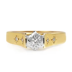 18ct Yellow and White Gold Vintage Solitaire Ring