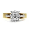 18ct Yellow and White Gold Baguette Diamond Halo Ring