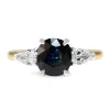 18ct Yellow and White Gold Cushion Sapphire and Pear Diamond 3 Stone Ring