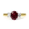 18ct Yellow and White Gold Oval Ruby and Diamond 3 Stone Ring