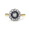 18ct Yellow and White Gold Antique Sapphire and Diamond Daisy Ring