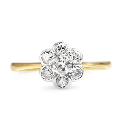 18ct Yellow and White Gold Vintage Diamond Daisy Ring