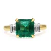 18ct Yellow and White Gold Emerald and Diamond 3 Stone Ring