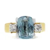 18ct Yellow and White Gold Vintage Aquamarine and Diamond 3 Stone Ring