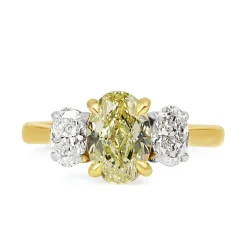 18ct Yellow and White Gold Yellow and White Oval Diamond Ring