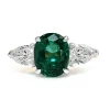 18ct Yellow and White Gold Emerald and Pear Shaped Diamond 3 Stone Ring