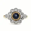 18ct Yellow and White Gold Sapphire and Diamond Daisy Ring