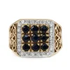 14ct Yellow and White Gold Sapphire and Diamond Cluster Ring